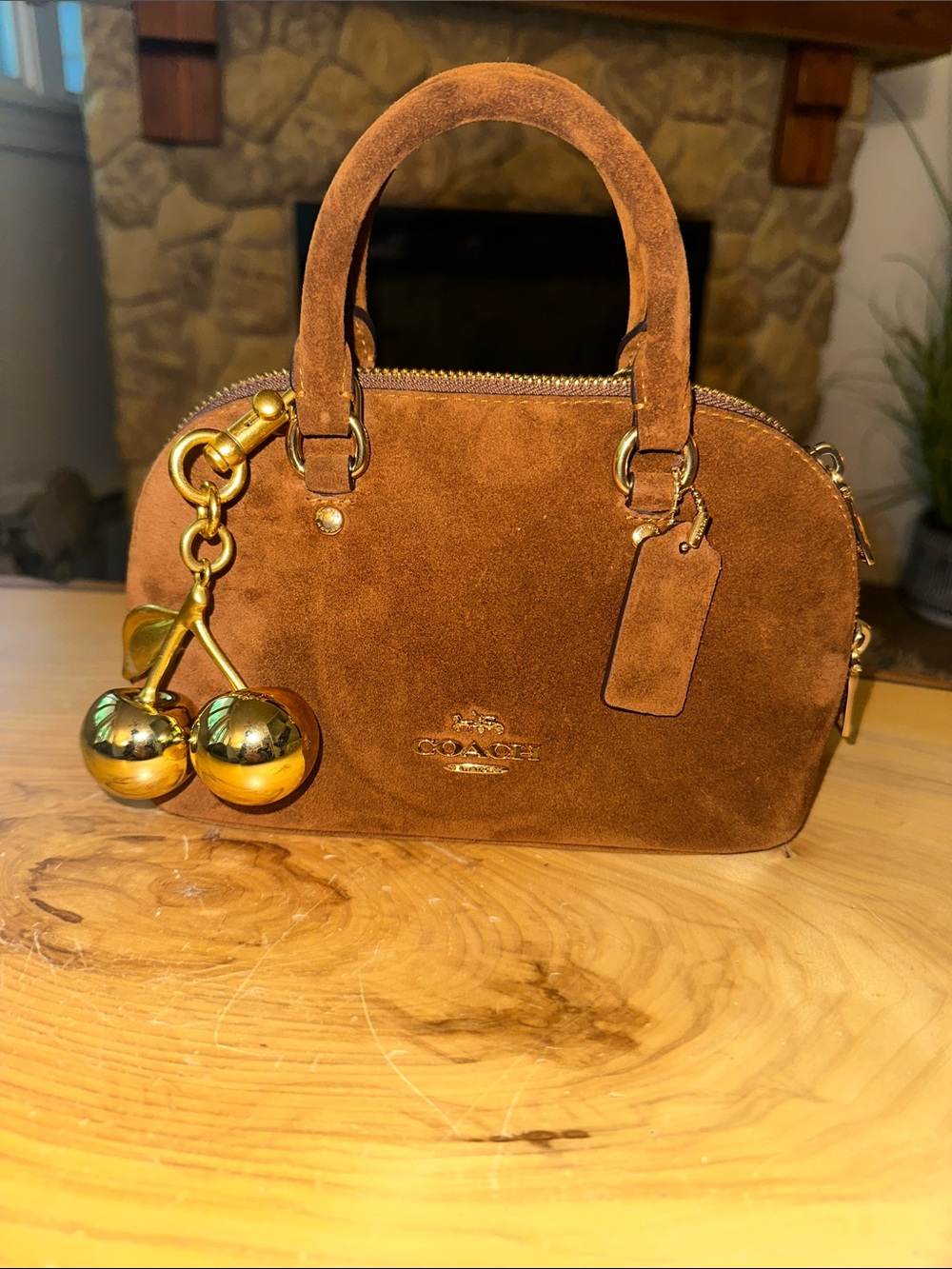 Coach mini Suede Satchel in Chestnut